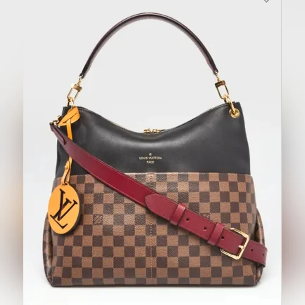 Auth💞 LOUIS VUITTON MAIDA HOBO DAMIER EBENE Hobo Shoulder Khaki
